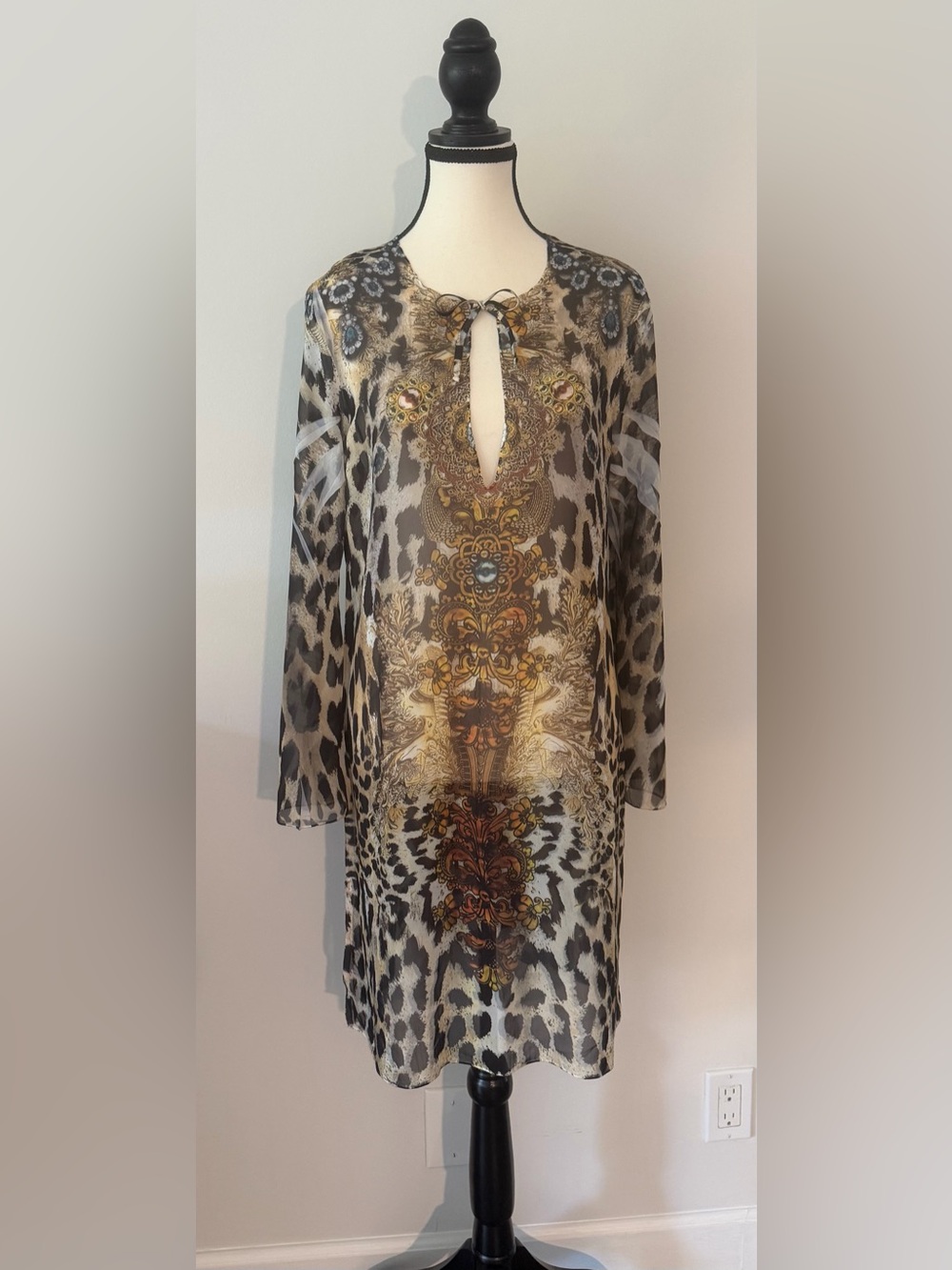 Brand named Cover-Up. Made in USA Size S. Leopard & Baroque Print Tunic/Dress